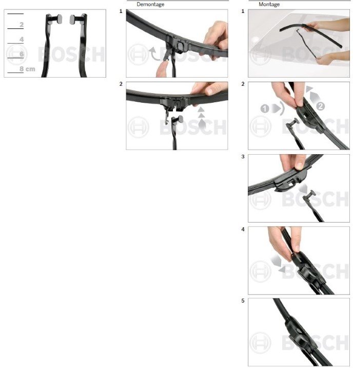 nieuwe flatblade Bosch Aerotwin ruitenwissers met een zijdelingse aansluiting